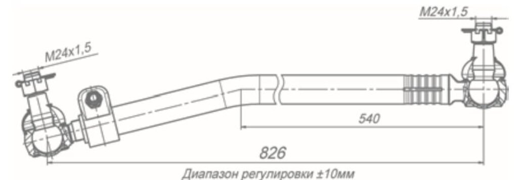 Тяга рулевая КАМАЗ-5297, НЕФАЗ-5299 продольная в сборе ROSTAR