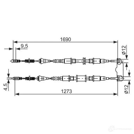 Трос ручника, стояночного тормоза BOSCH 353386 LXHFP BC 110 1987477129