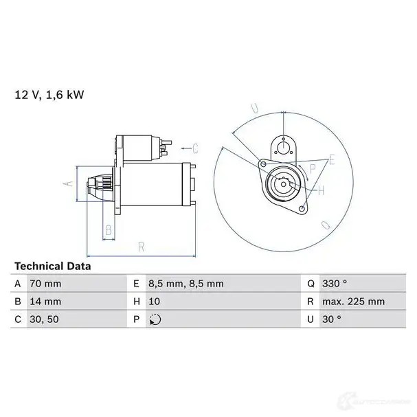 Стартер BOSCH JBA6I7I 331606 0986021260 2 126