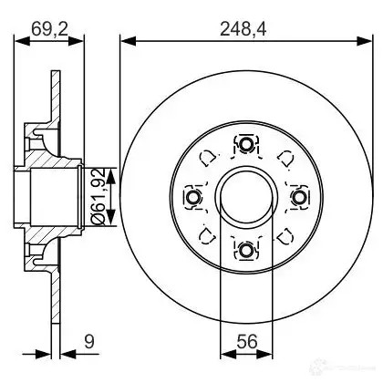 Тормозной диск BOSCH BD1 970 0986479s43 340446 HB7NZBD