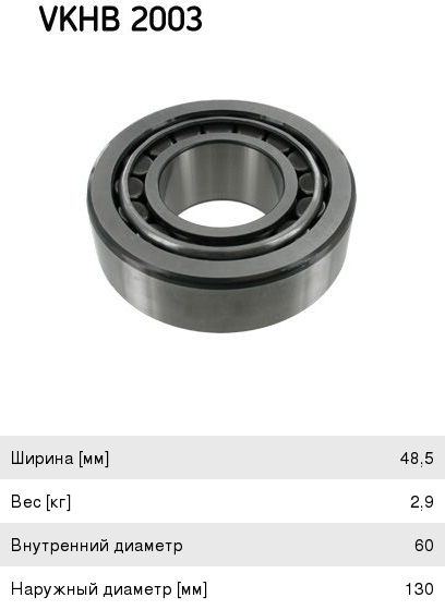 Подшипник ступицы VOLVO SCANIA IVECO MERCEDES RENAULT SAF внутренний (32312) (60X130X48.5) SKF