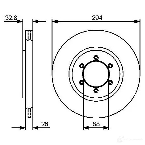 Тормозной диск BOSCH E1 90 R - 02C0074/0337 BD1256 0986479416 339661