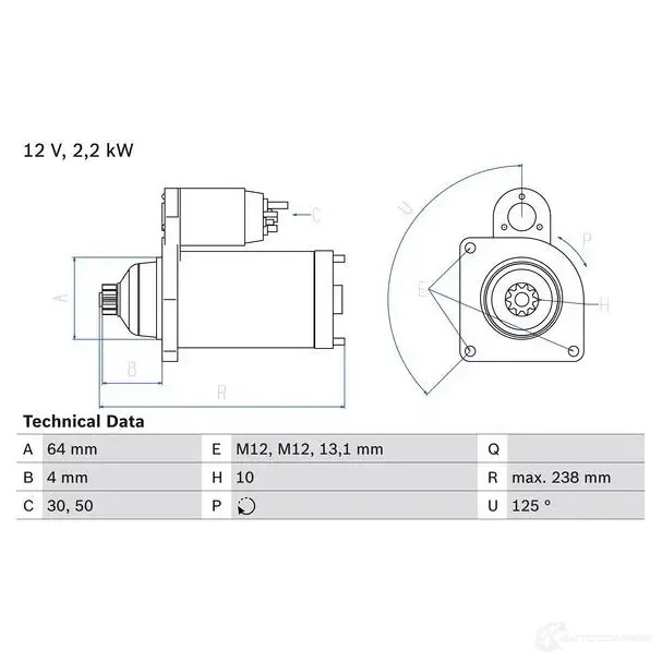 Стартер BOSCH 331692 0986022770 2 277 3N2030E