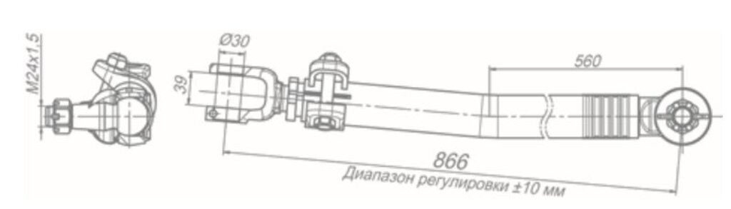 Тяга рулевая КАМАЗ-65225 продольная в сборе ROSTAR