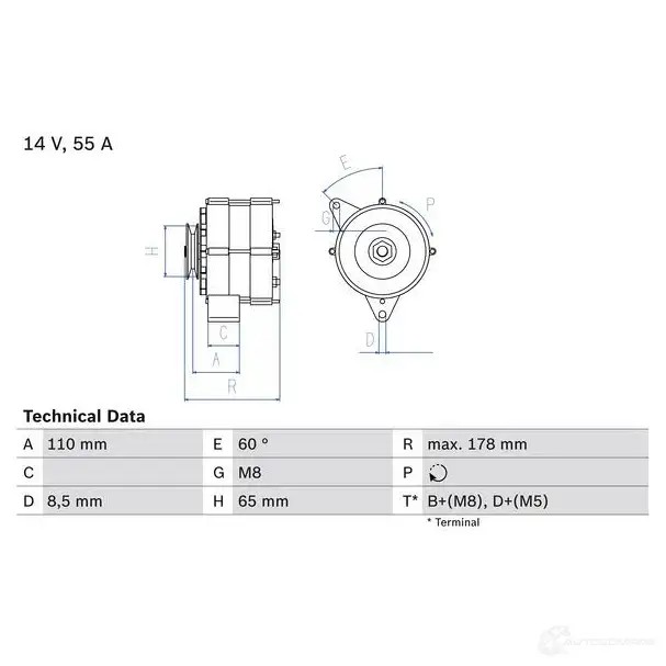 Генератор BOSCH 34 22 7BBCLOX 332140 0986034220
