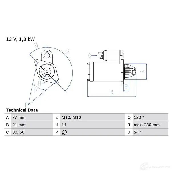 Стартер BOSCH 0986029130 331937 WEHK6B7 29 13