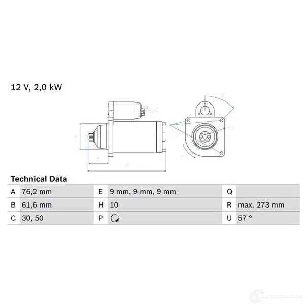 Стартер BOSCH 218 7 0986021870 GG96NT0 331640