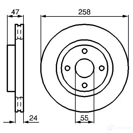 Тормозной диск BOSCH E1 90 R - 02C0074/0145 BD886 339285 0986478989
