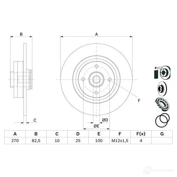 Тормозной диск BOSCH 0986479e71 BD 2703 1425142705 E1 90R-02C0310/0065