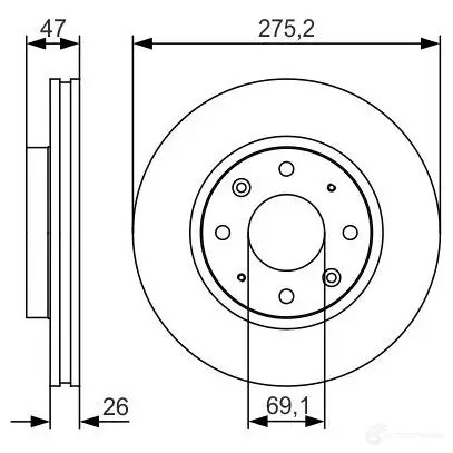 Тормозной диск BOSCH E1 90R-02C0349/1001 BD1927 0986479s28 340432