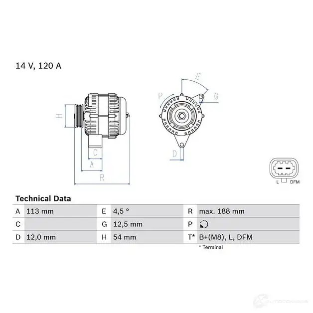Генератор BOSCH 8 037 333272 0986080370 H650FV