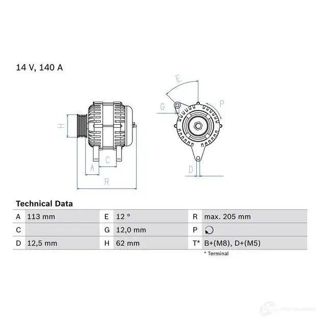 Генератор BOSCH 0986082620 8 262 6HTRL5L 333447