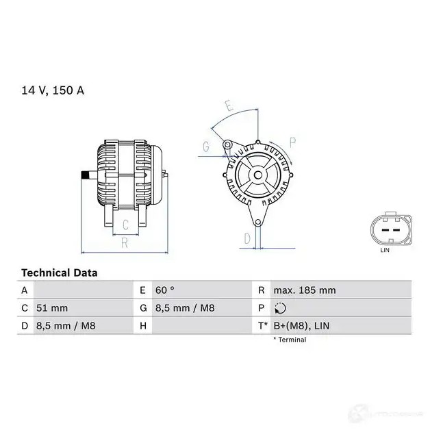 Генератор BOSCH 0986048380 333116 PLWPZK 4 838