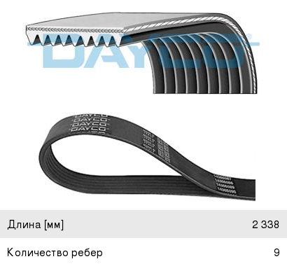 Ремень приводной поликлиновой 9PK2338HD КАМАЗ-5490 MERCEDES DAYCO