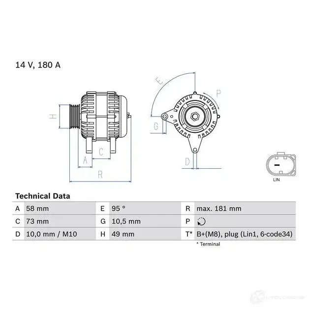 Генератор BOSCH 1437240484 0986084630 HL11 ZB