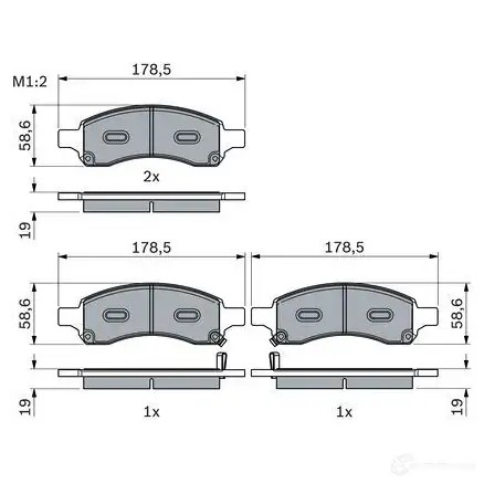 Тормозные колодки, комплект BOSCH 1437243535 5 6NDW 0986494966