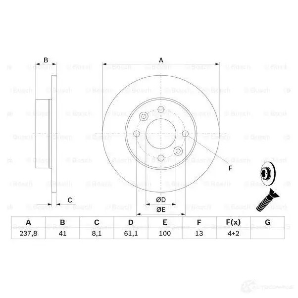 Тормозной диск BOSCH BSX1UTM 0986478273 BD2 18 338818