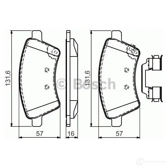 Тормозные колодки, комплект BOSCH 0986494584 BP1040 24391 1193483568