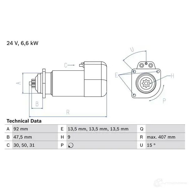 Стартер BOSCH 165 2 331254 0986016520 UQEZ2QL