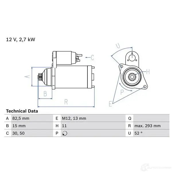 Стартер BOSCH 331440 0986018751 187 5 K7MSU