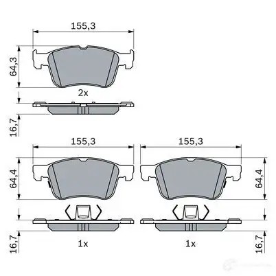 Тормозные колодки, комплект BOSCH SU37NK Z 1437313787 0986424885