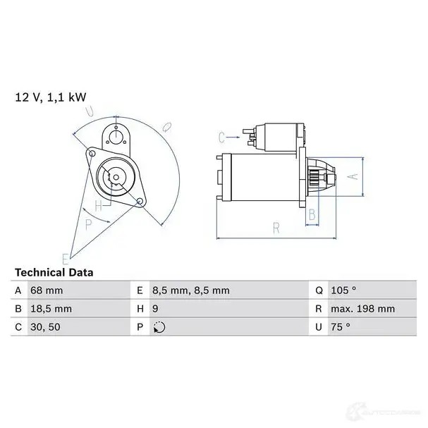 Стартер BOSCH 4SCXU 1 987 0986019870 331498