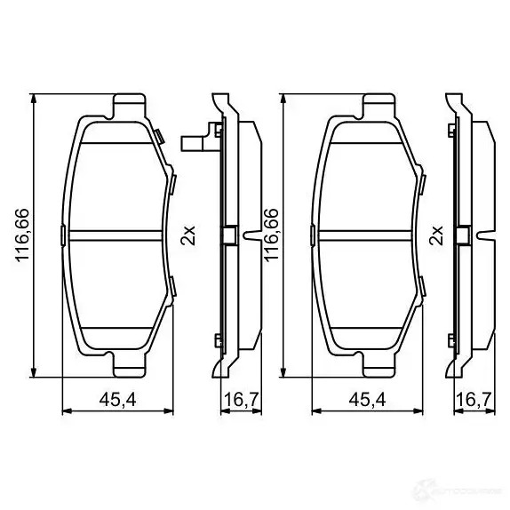 Тормозные колодки, комплект BOSCH 1193483956 0986494706 BP1701 246 02
