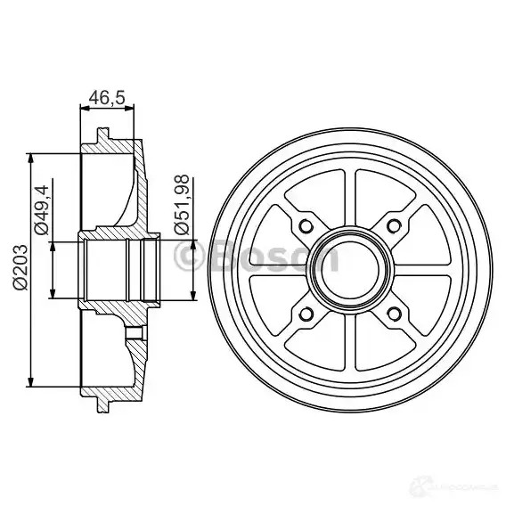 Тормозной барабан BOSCH 0986477301 OECM63B 1193477197 DB3 71
