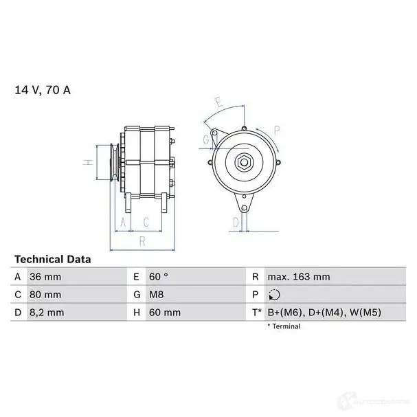 Генератор BOSCH 332161 5KQ0XON 3 447 0986034470