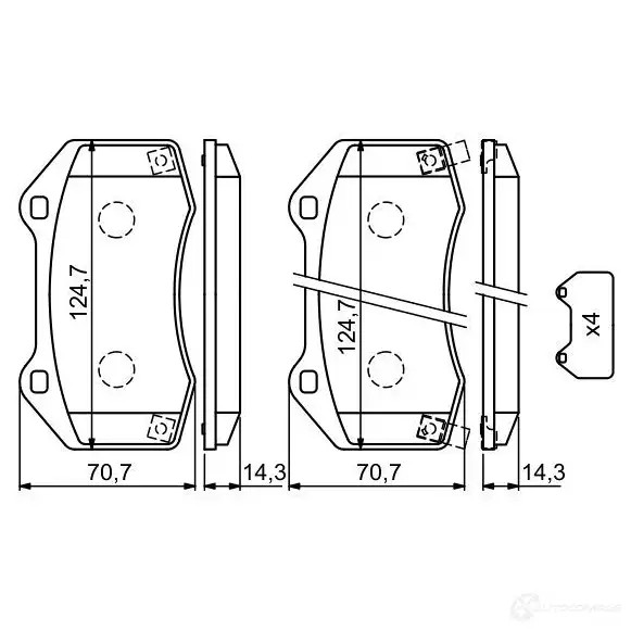 Тормозные колодки, комплект BOSCH BP1733 0986494718 1193483988 25630