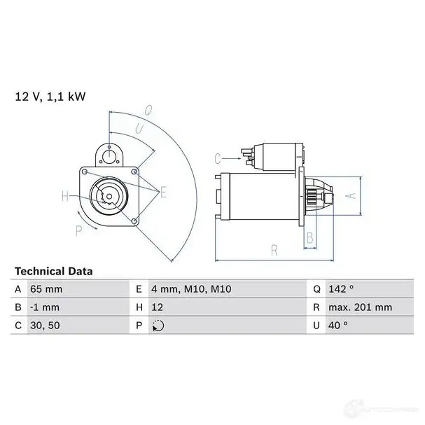 Стартер BOSCH 2 174 0986021741 E2TT4 331635