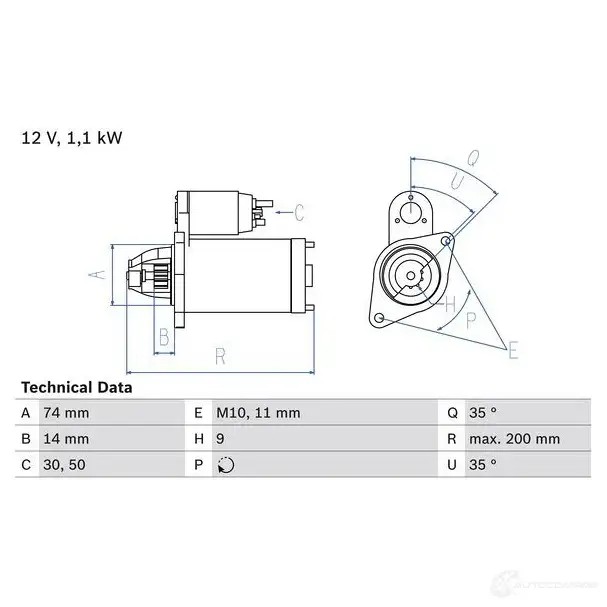 Стартер BOSCH LKKKJC 331624 2 156 0986021560