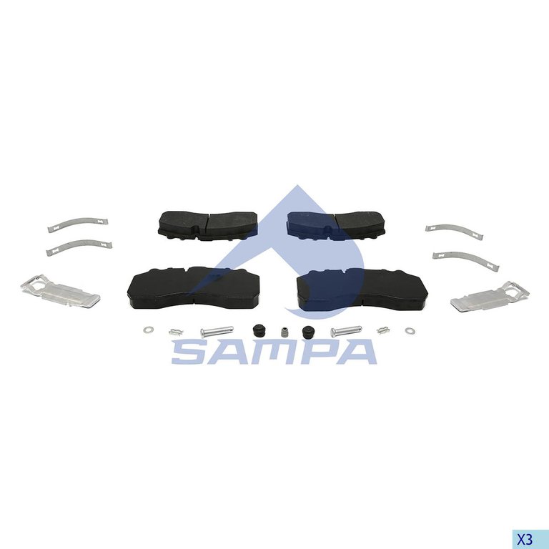 Колодки тормозные КАМАЗ-5490 MERCEDES DAF SCANIA IVECO SAF МАЗ-203 передние/задние (4шт.) SAMPA