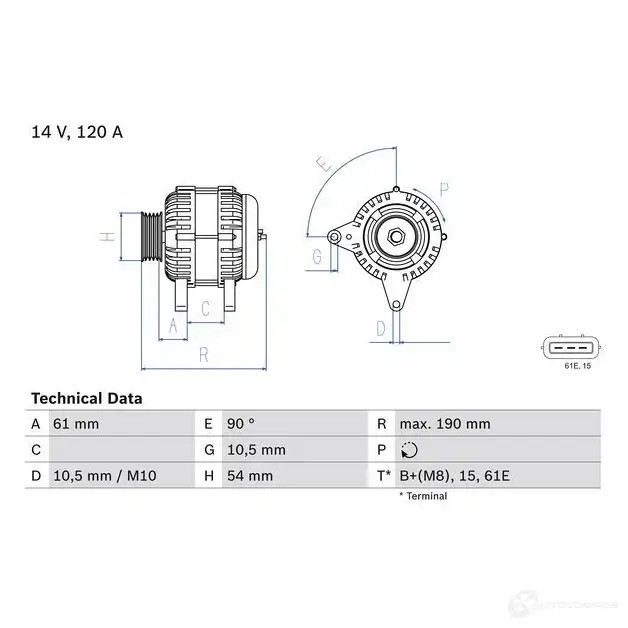 Генератор BOSCH 0986044841 33TVS9W 4 484 332868