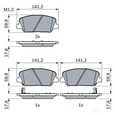 Тормозные колодки, комплект BOSCH 1425140180 0986494979 BP1927 24915
