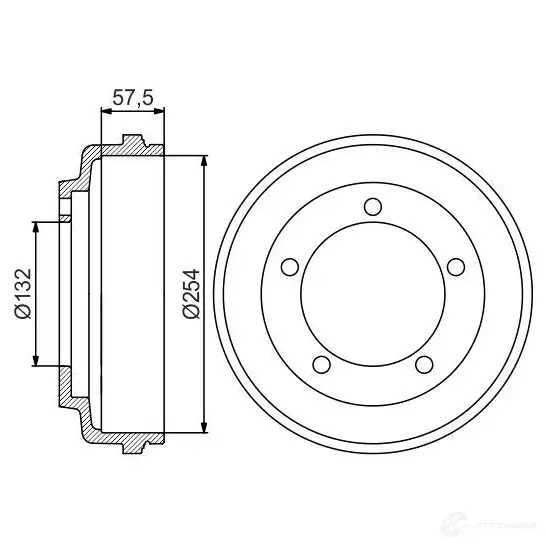 Тормозной барабан BOSCH 0986477204 338600 HET7P44 DB 275