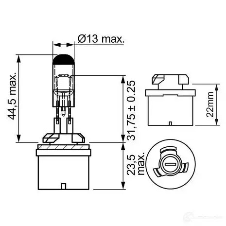 Лампа H27W/1 PG13 27 Вт 12 В BOSCH E1 2UP 350137 12V 27W H27W/1 PURE LIGHT 1987302024