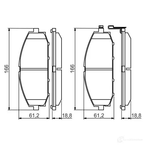 Тормозные колодки, комплект BOSCH 24132 0986494560 BP1481 342524