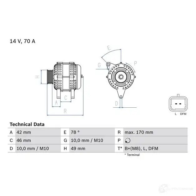 Генератор BOSCH 333207 0986049690 OHFR96 49 69