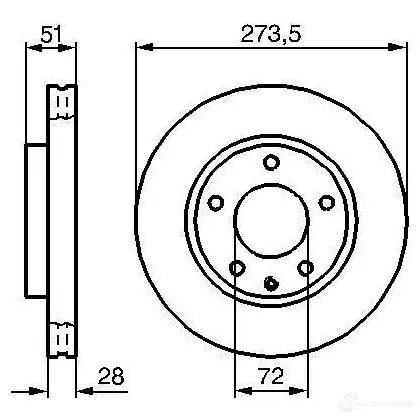 Тормозной диск BOSCH BD9 07 AH5B9 339306 0986479016
