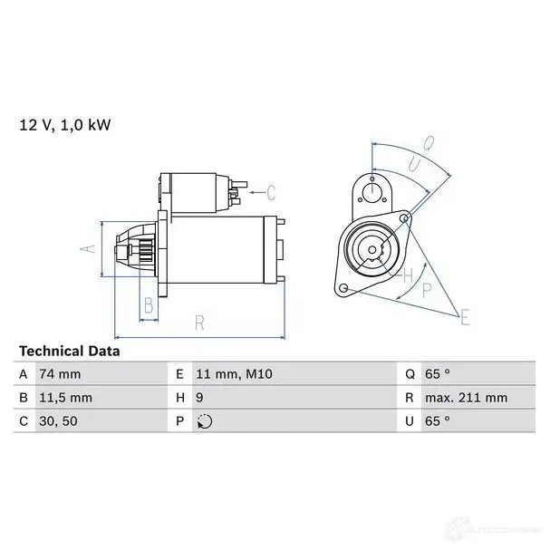Стартер BOSCH 0986020571 2 057 331560 1D89A21