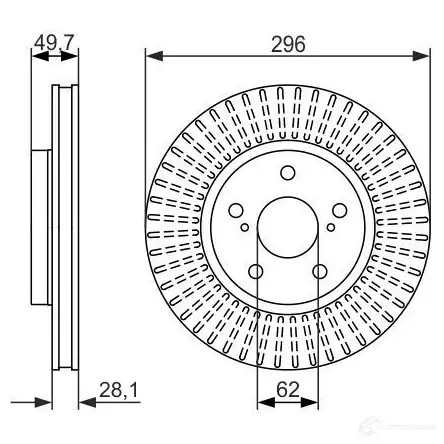 Тормозной диск BOSCH 339849 BD1478 E1 90 R - 02C0074/0326 0986479633