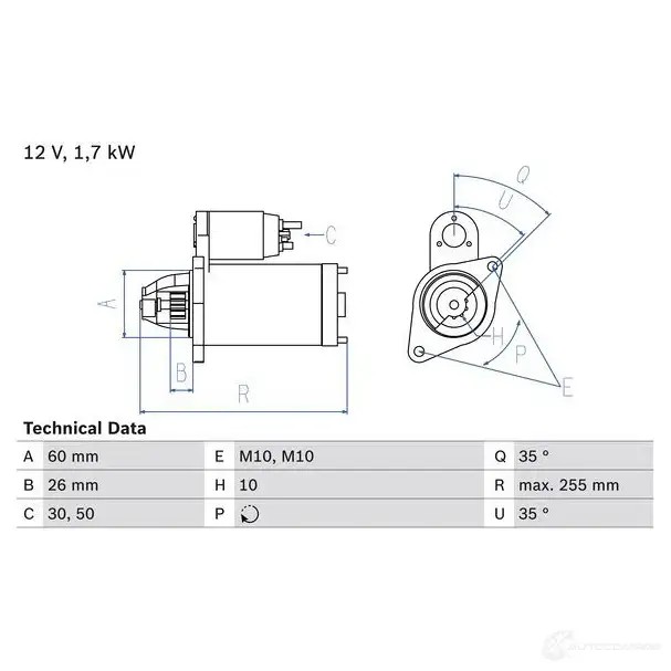 Стартер BOSCH CR1HP 18 17 0986018170 331383