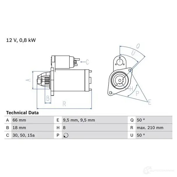 Стартер BOSCH D19E1TJ 1 288 331012 0986012881