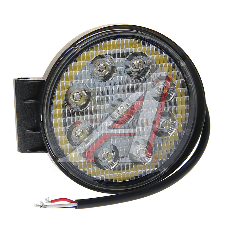 Фара рабочего света круглая 115х115x55мм 27Вт (9 LED) расс. свет (Flood) 12-24V ход. огни MEGAPOWER