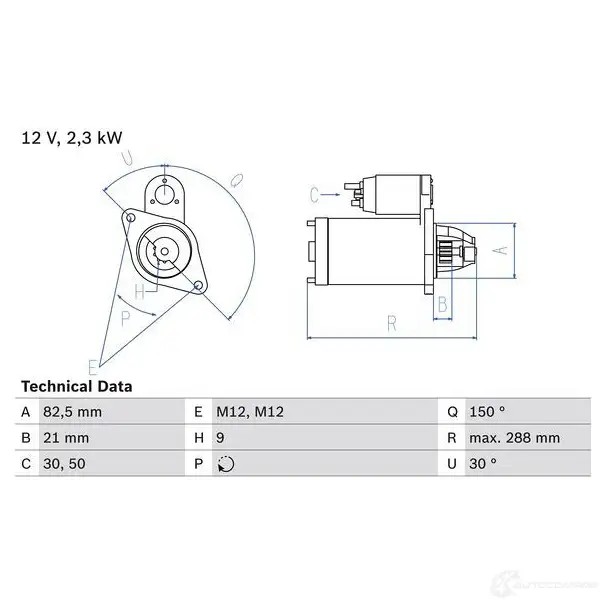 Стартер BOSCH 0986011150 NPM0Q 330922 11 15