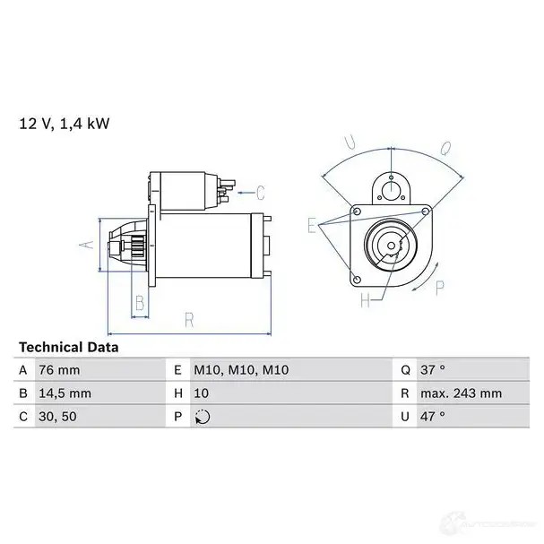 Стартер BOSCH 0986022840 4XLLFGT 331699 2 284
