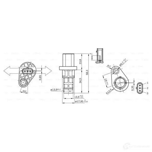Датчик положения коленвала BOSCH DG- 23-I 0261210318 313954 HZ1V0NL