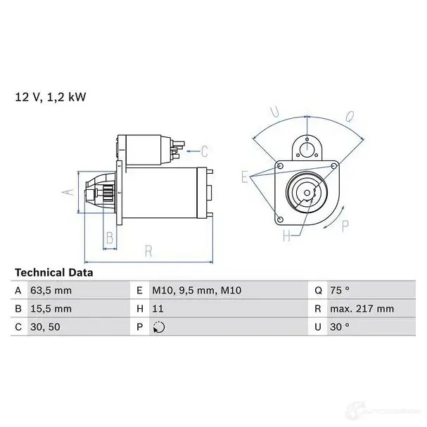 Стартер BOSCH JBEEU 331651 221 3 0986022131