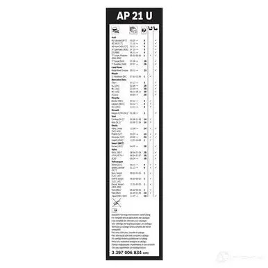 Щетка стеклоочистителя BOSCH AP 21 U 1193517386 9EQKOMH 3397006834